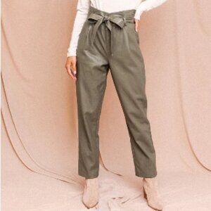 Paperbag High Waist Belted Vegan Trousers